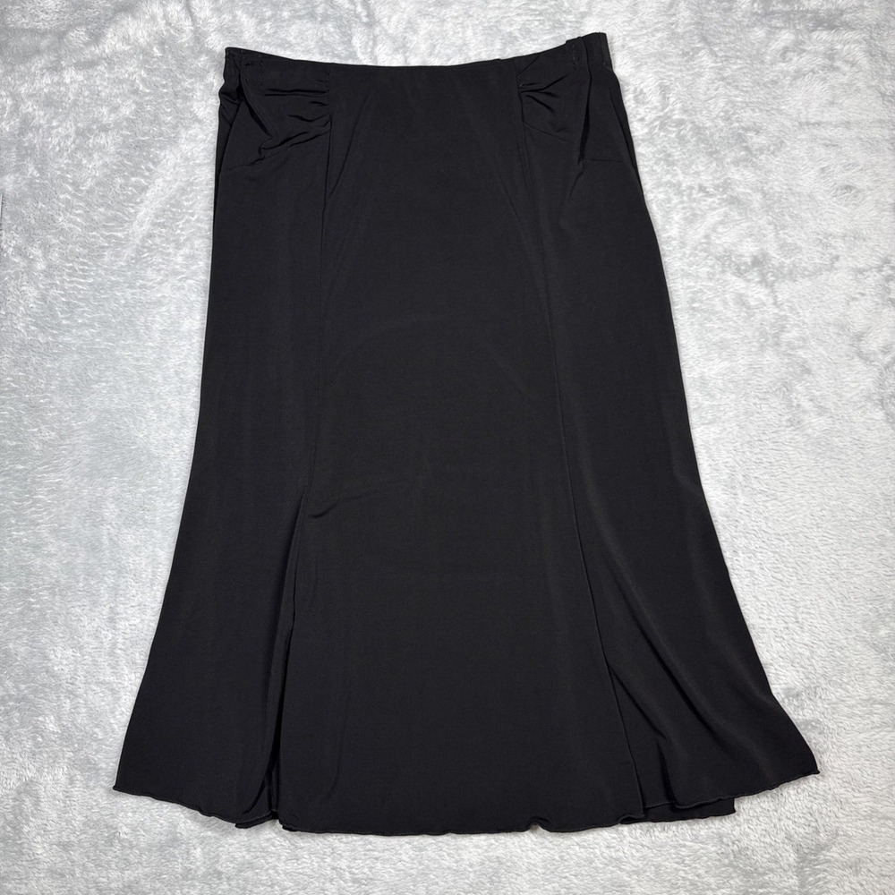 VTG Jtb Black Maxi Skirt Slinky Liquid Knit Lettuce Trim Whimisgoth Y2K‎ Witchy